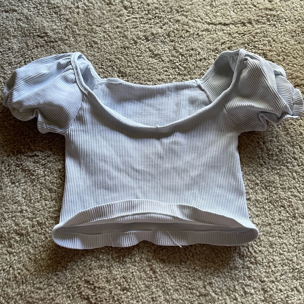 Free people running White Puff Sleeve Top